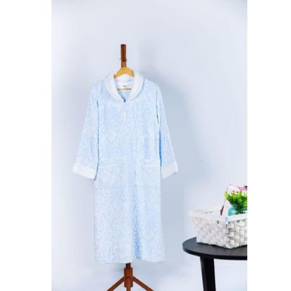 Printed Burnout Velvet Plush Zip Front Robe