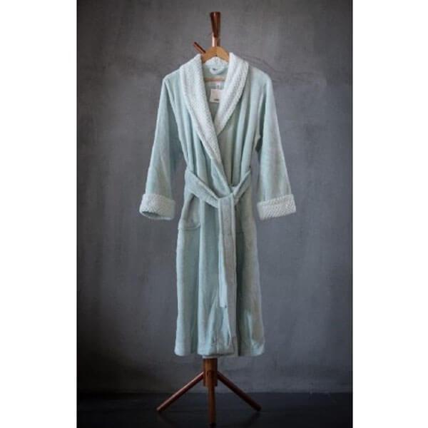 Solid Velvet Plush Robe Backprint Puff Velvet Plush Collar & Cuff